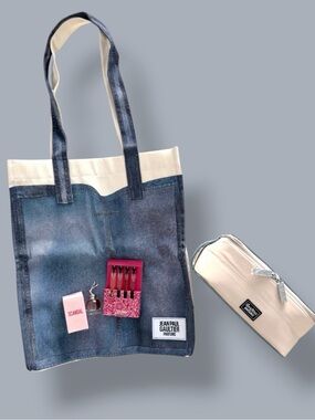 Jean Paul Gaultier GWP Denim Tote + Pouch + Minis Gift Set